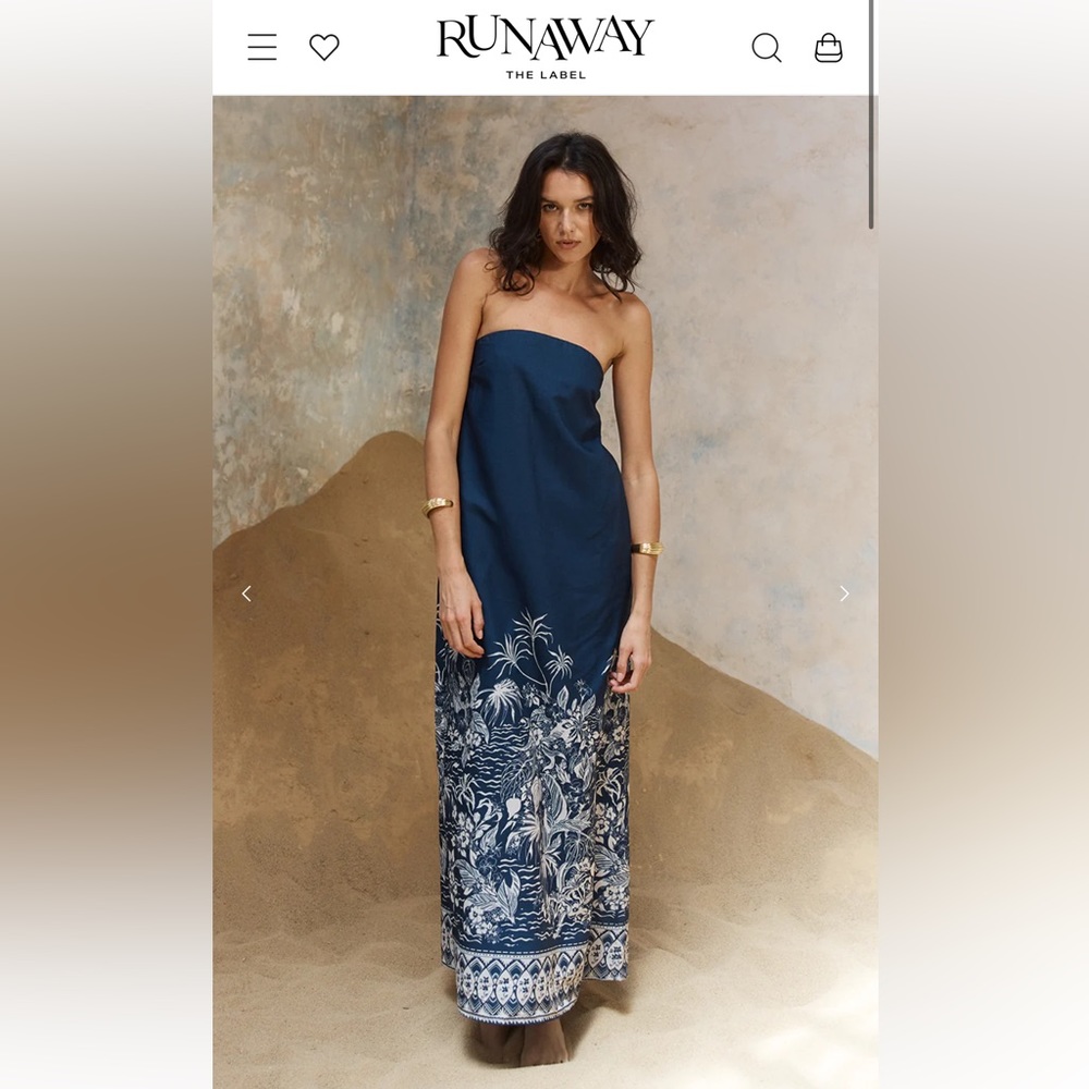 Runaway the label tropical navy maxi dress